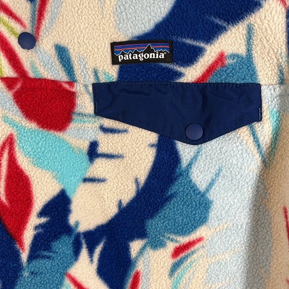 EXC Patagonia 2016 Fleece Synchilla Snap-T Feather Dance Channel Blue Women’s L - Picture 4 of 15